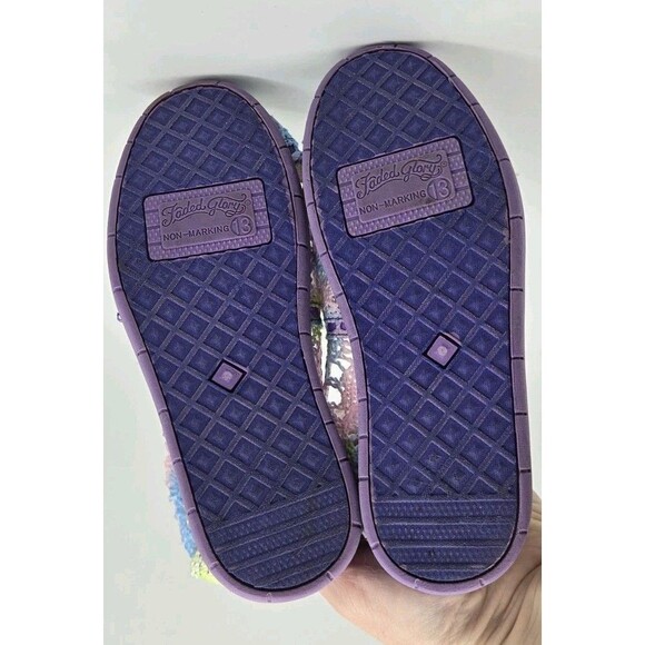 Faded Glory Girls Lace Aline Slip On Shoes Size 13 Purple Pastel Crochet Rainbow - Picture 6 of 7